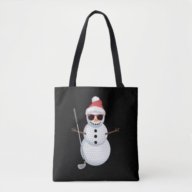 Tote Bag Santa Snowman Golf Ball Christmas Golfer Gift  (Devant)