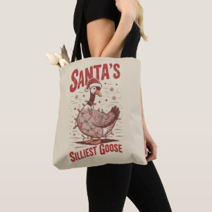 Tote Bag Santa vintage de Noël le plus drôle des oies drôle