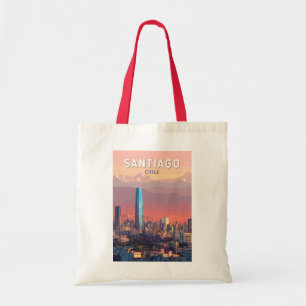 Tote Bag Santiago Chili Illustration Voyage Art Vintage