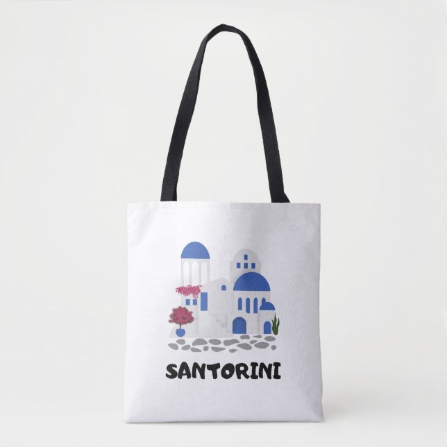 Tote Bag Santorin tendance Grèce Architecture Voyage (Devant)