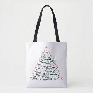 Tote Bag Sapin de Noël Alligator Crocodile Drôle Floride