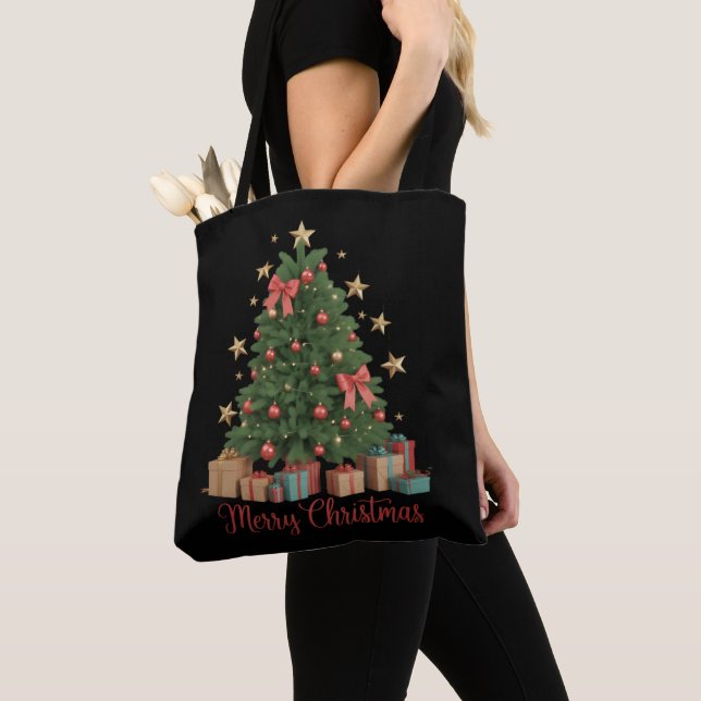 Tote Bag Sapin de Noël Fêtes Hiver Cadeau  (De près)