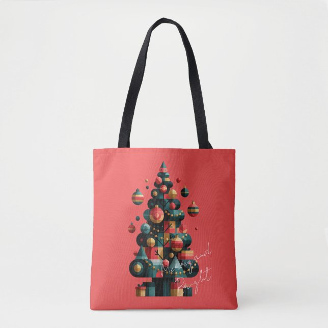 Tote Bag Sapin de Noël géométrique  (Devant)