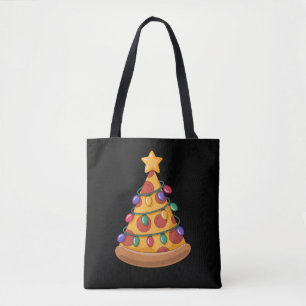 Tote Bag Sapin de Noël Pizza Lumières Famille Amateur de Pi