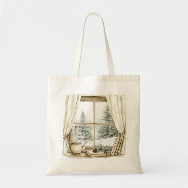 Tote Bag Sapins de Noël enneigés  (Devant)