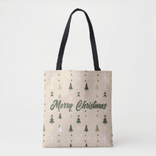 Tote Bag Sapins de Noël et flocons minimalistes