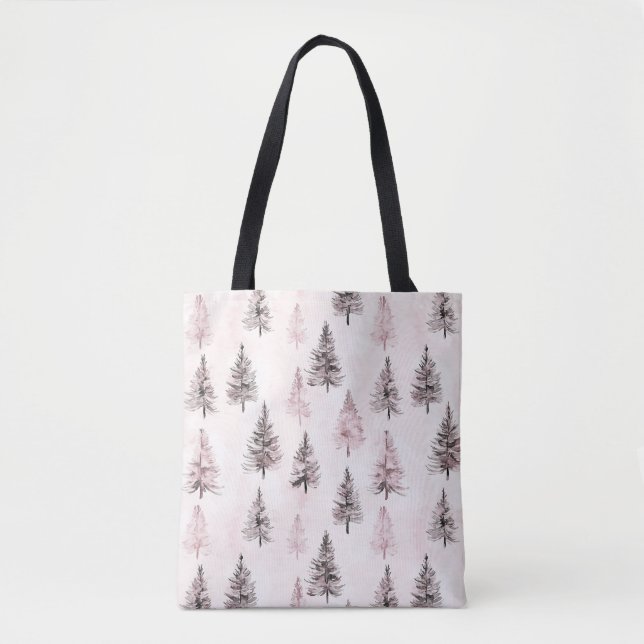 Tote Bag Sapins de Noël roses (Devant)