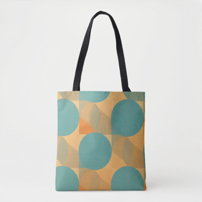Tote Bag Sarcelle, Brun clair et Orange dans un motif de st (Devant)