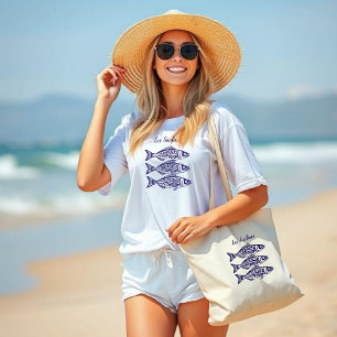 Tote Bag Sardines-Bleu Hawaïen