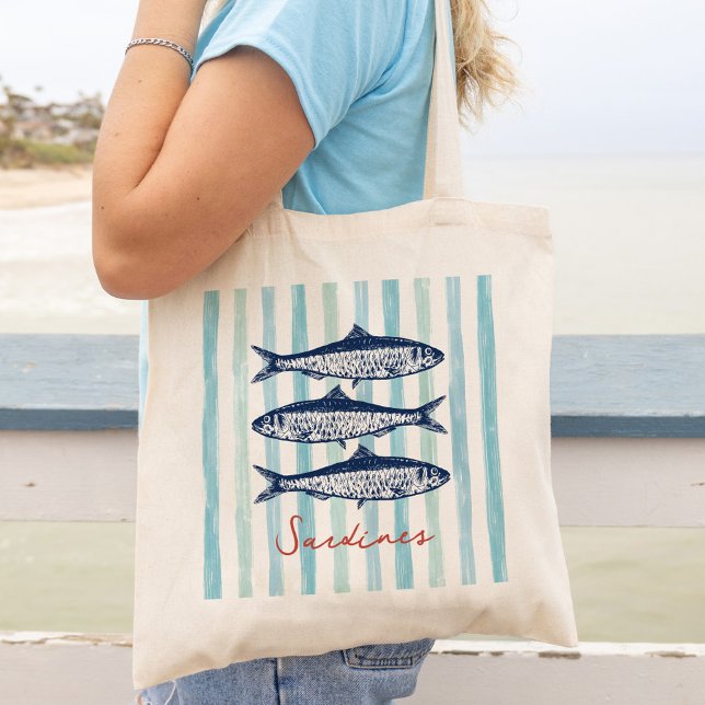 Tote Bag Sardines Fisherman Stripes esthétiques (Créateur téléchargé)