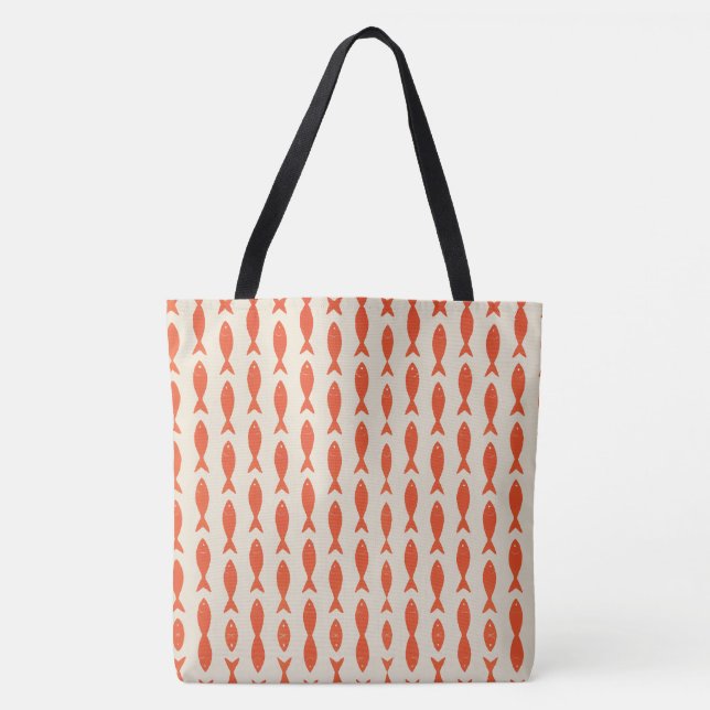 Tote Bag Sardines rouges Poisson Eté  (Devant)
