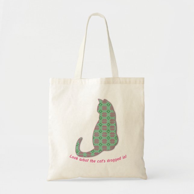 Tote Bag Sashiko cat, 刺し子風猫 (Devant)