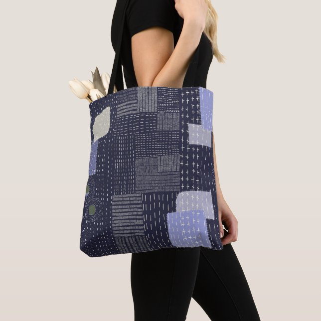 Tote Bag sashiko japonais coutures ressemblant à un motif (De près)