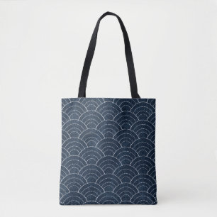 Tote Bag Sashiko sans soudure motif de teinture indigo avec