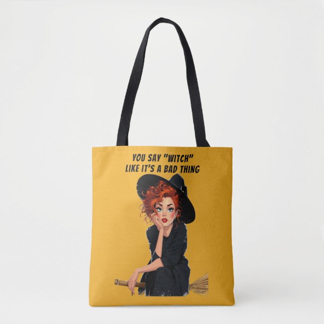 Tote Bag Sassy Witch Halloween Design (Devant)