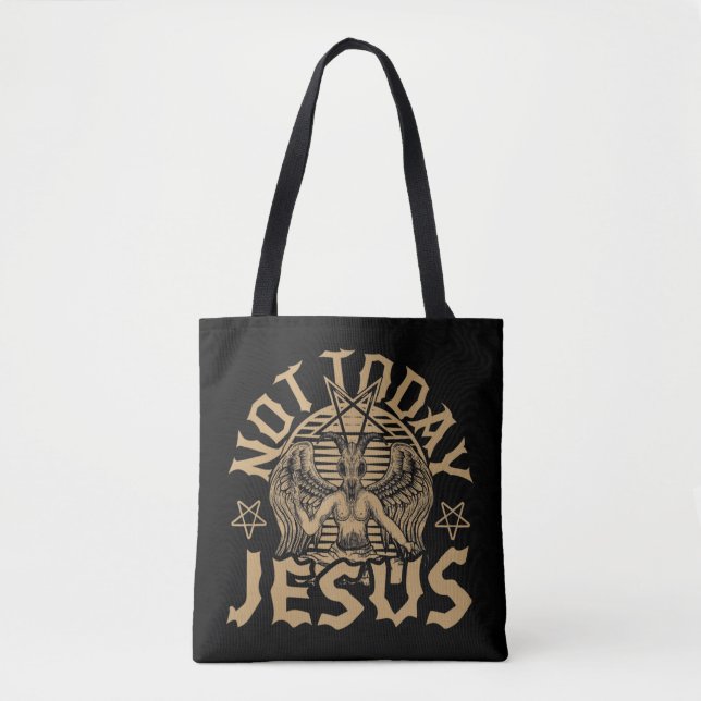 Tote Bag Satanic Baphomet Satan Pas aujourd'hui Jésus Tank  (Devant)