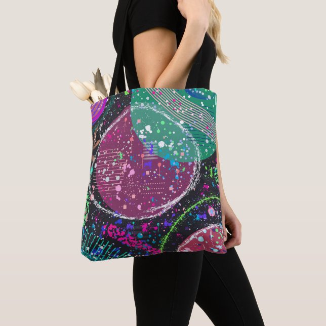 Tote Bag Saturn’s Rings: Maximalist Abstract Art  (De près)