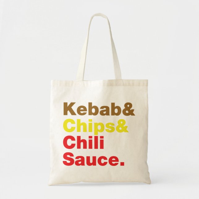 Tote Bag Sauce Kebab & Chips & Chili. (Devant)