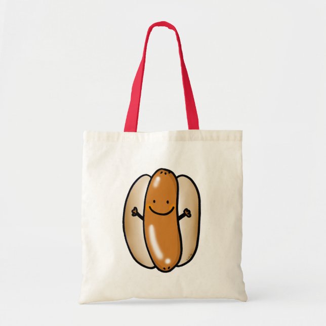 Tote Bag saucisse de hot-dog de bande dessinée (Devant)