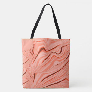 Tote Bag Saumon, pêche, corail clair et rose mélangé courbe