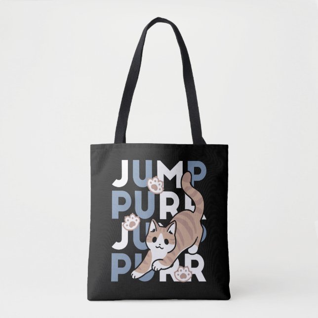 Tote Bag Sauter Purr Jump : Conception de chat joueuse avec (Devant)