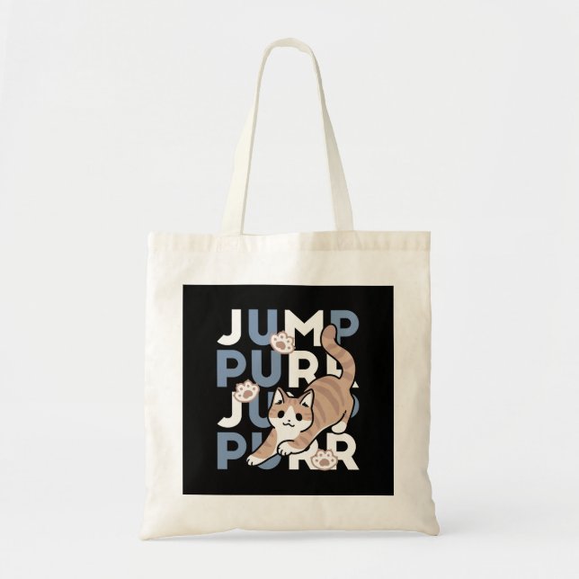 Tote Bag Sauter Purr Jump : Conception de chat joueuse avec (Devant)