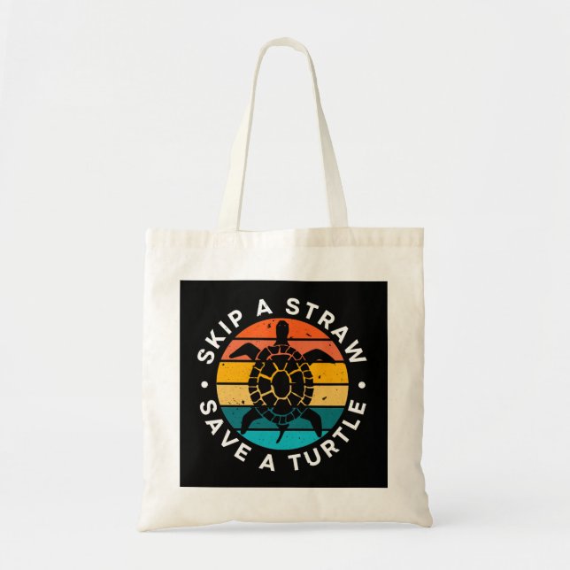 Tote Bag Sauter Une Paille Sauver Une Tortue (Devant)