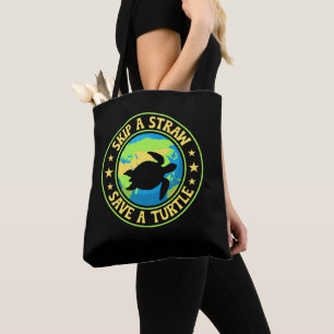 Tote Bag Sauter une paille Sauver une Tortue - Éco Conscien