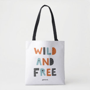Tote Bag Sauvage et libre   Lettres Doodle