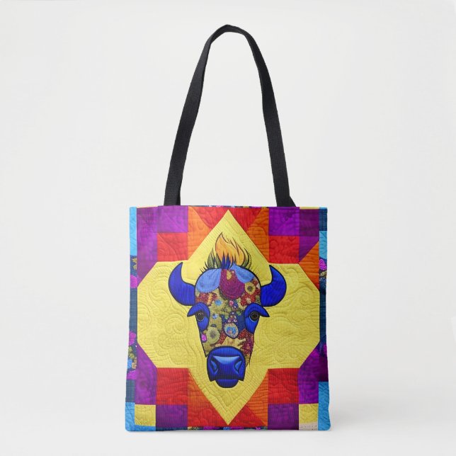 Tote Bag Sauvage West Bison Quilt Comme Design (Devant)