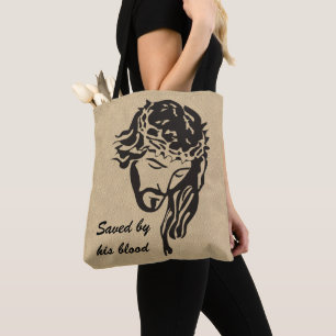 Tote Bag Sauvé par le sang Jésus Couronne d'épines