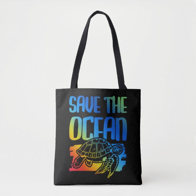 Tote Bag sauver la tortue de l'océan (Devant)