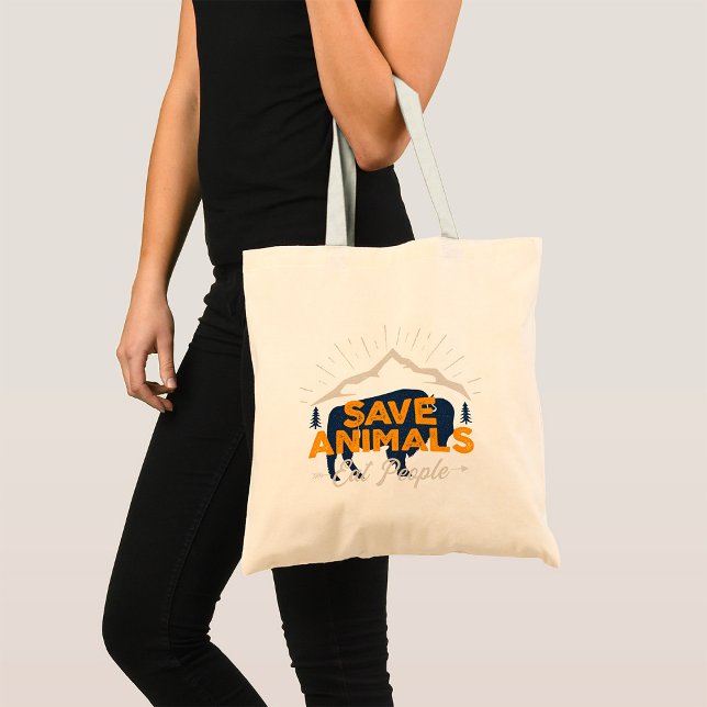 Tote Bag Sauver les Animaux Manger les Gens (Créateur téléchargé)