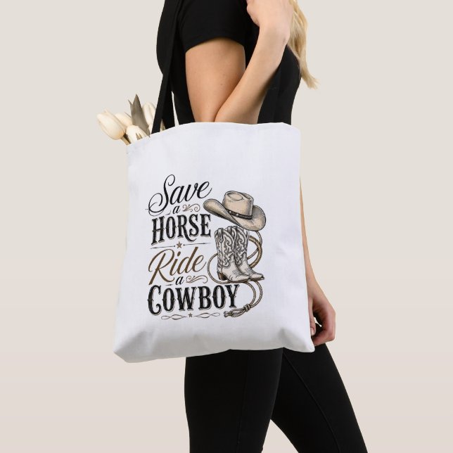 Tote Bag sauver un cheval monter un cowboy (De près)
