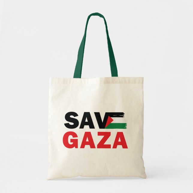 Tote Bag Sauvez GAZA avec le drapeau palestinien customisé (Devant)