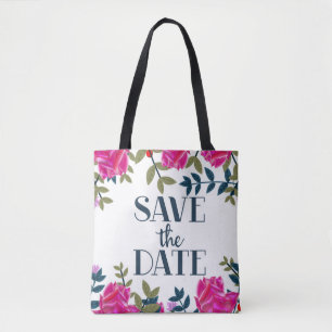 Tote Bag Sauvez la date Roses et Pétales.