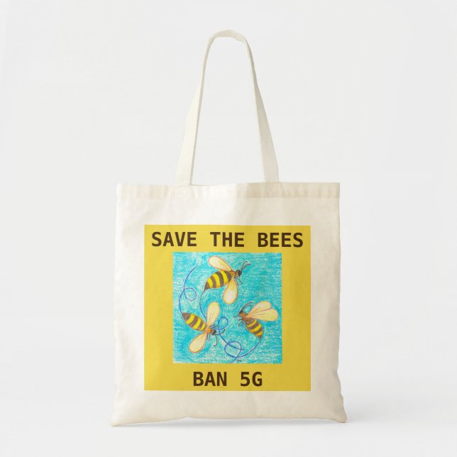 Tote Bag Sauvez les abeilles, l'interdiction 5G fourre-tout (Devant)