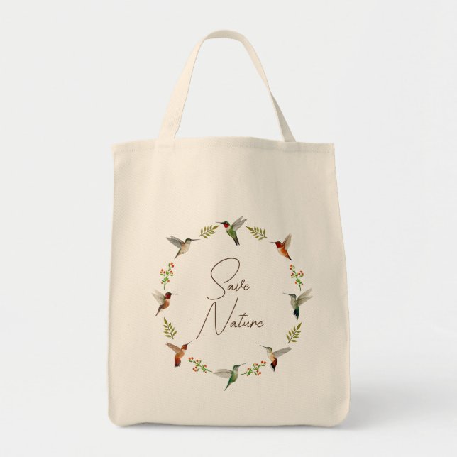 Tote Bag Sauvez les colibris de la nature (Devant)