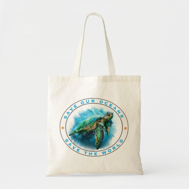 Tote Bag Sauvez nos océans - Tortue de mer (Devant)