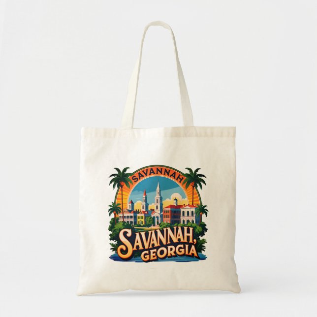 Tote Bag Savannah Georgia Skyline   (Devant)