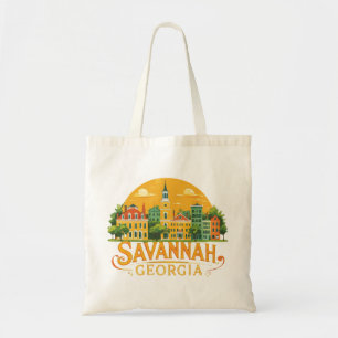 Tote Bag Savannah Géorgie horizon vintage  
