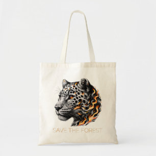Tote Bag Save the Forest - Fiery Leopard Art Design