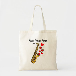 Tote Bag Saxophone Coeurs rouges Saxophoniste Musicien Pers