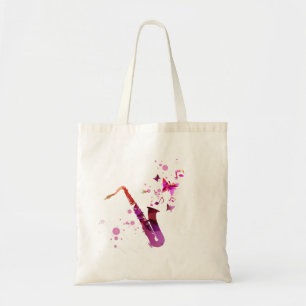 Tote Bag Saxophone musique mignonne et papillons