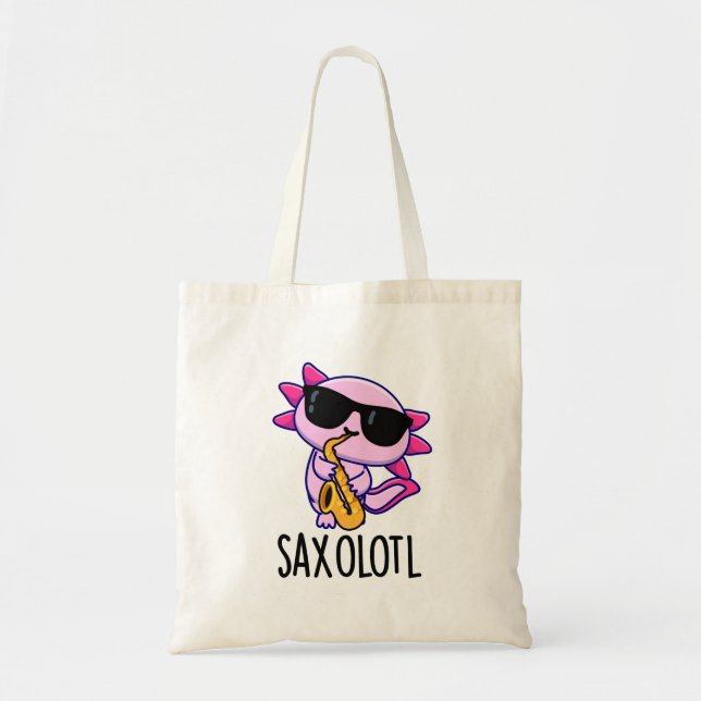 Tote Bag Saxophone Sax-olotl Funny Puns (Devant)