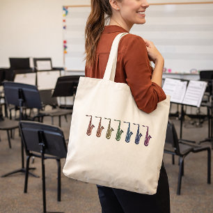 Tote Bag Saxophones ténors arc-en-ciel