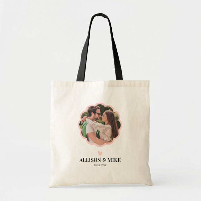 Tote Bag Scallop Photo Wedding Welcome Bag for Hotel Guests (Devant)