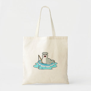 Tote Bag Sceau à la pêche avec canne à pêche