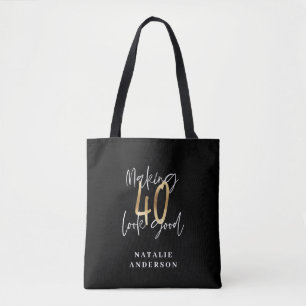 Tote Bag Scénario moderne noir et or 40e anniversaire