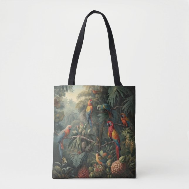 Tote Bag Scène botanique de perroquets et ananas (Devant)